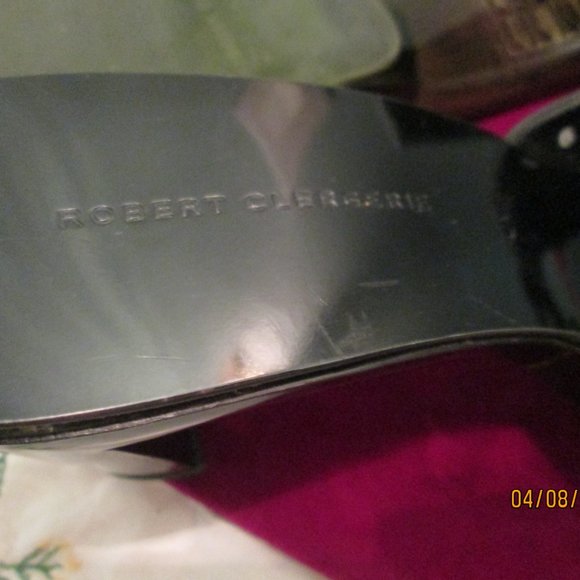 Robert Clergerie Black Patent Leather Floral High Mule Sandals 6 - Picture 10 of 10